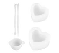 2 stampi in silicone a forma di cuore, con 1 bicchiere e due bastoncini, stampo in silicone fai da te, stampo per modellare 3D, forma riutilizzabile, adatto per la produzione di sapone e candele