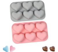 2 stampi in silicone a forma di cuore - stampi per cioccolatini a forma di cuore grigio e rosa - ideali per San Valentino, matrimoni e progetti di cottura fai da te - silicone alimentare (16,3 x 9,5 x