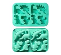 2 stampi in silicone a forma di dinosauro con 8 cavità, per cioccolato, ghiaccio, candele, resina, decorazioni per torte, gelatine (verde)