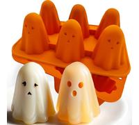 2 stampi in silicone a forma di fantasma 3D, ideali per cioccolato, caramelle, dolci, dolci, budini, fondente, muffin, sapone, candele e cubetti di ghiaccio, Halloween - a tema