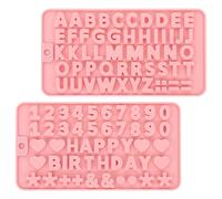 2 stampi in silicone a forma di lettere dell'alfabeto, per cioccolatini, caramelle, decorazioni per torte di buon compleanno, stampi da forno per feste