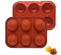 2 stampi in silicone a forma di semisfera, 6 scomparti (diametro 5 cm), per cioccolato, cioccolatini, cubetti di ghiaccio, gelatina, mousse a cupola, torte, gelato, sapone e fai da te
