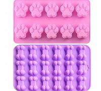 2 stampi in silicone antiaderente per alimenti, stampi in silicone per cuccioli di cane e ossa a forma di cioccolato, caramelle, gelatina, cubetti di ghiaccio, dolcetti per cani