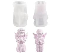 2 stampi in silicone per candele, a forma di angelo che prega, a forma di angelo in preghiera, in resina epossidica, realizzati a mano, per candele profumate in cera di soia, decorazioni per torte