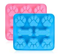 2 stampi in silicone per cani, paw and bone, teglia da forno, per cubetti di ghiaccio, cioccolato, caramelle, trattati con cani, zampa e ossa, biscotti