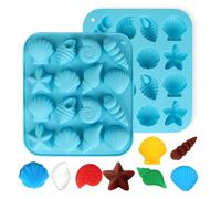2 stampi in silicone per conchiglie e stelle marine, 3D oceano animale, perfetti per fondente, cioccolato, sapone e decorazioni per torte, stampi in silicone per feste e temi subacquei