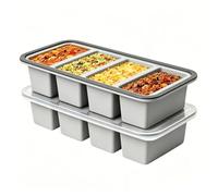 2 stampi in silicone per Souper Cubes, 250 ml, extra grandi, con coperchio, per conservare e congelare zuppe, brodo, salse, cubetti di ghiaccio senza BPA (grigio)