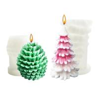 2 Stampi per Albero di Natale 3D per Candele,Albero di Natale 3D Candela in Silicone,Stampo Candela Pigna,Stampo per Candele Natalizie per cioccolato fai da te, sapone fatto a mano, candele