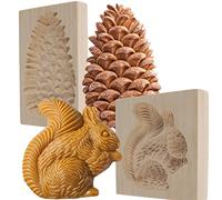 2 stampi per biscotti in legno, 3D, per biscotti lisci, per Natale, giorno del Ringraziamento, Halloween