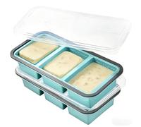 2 stampi per congelatore in silicone, 3 scomparti Super Cubes Freezer, Souper Cubes, contenitore in silicone per zuppa, salsa, grande stampo per cubetti di ghiaccio con coperchio, senza BPA, lavabile