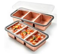 2 stampi per congelatore in silicone, con coperchio, per congelare meal prep e zuppe, senza BPA, impilabili, per zuppe, brodo, salse, cubetti di ghiaccio (3 griglie)
