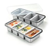 2 stampi per congelatore in silicone, con coperchio, per congelare meal prep e zuppe, senza BPA, impilabili, per zuppe, brodo, salse, cubetti di ghiaccio (4 griglie)