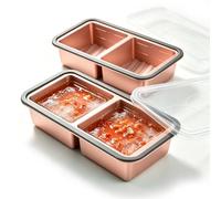 2 stampi per congelatore in silicone, con coperchio, per congelare meal prep e zuppe, senza BPA, impilabili, per zuppe, brodo, salse, cubetti di ghiaccio (2 griglie)