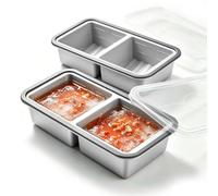 2 stampi per congelatore in silicone, con coperchio, per congelare meal prep e zuppe, senza BPA, impilabili, per zuppe, brodo, salse, cubetti di ghiaccio (2 griglie)