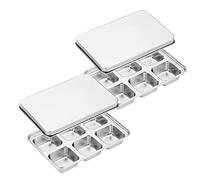 2 stampi per cubetti di ghiaccio, con coperchio, 6 scomparti, in acciaio inox, senza BPA, per cocktail, congelatore, whisky, vino al cioccolato