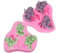 2 stampi per decorare torte con angeli in silicone, formine per dolci, per decorare fondente, per torte, in silicone 3D, resistente al calore, per torte di cioccolato, decorazione fai da te