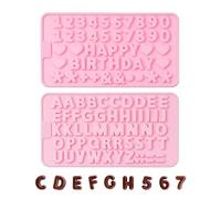 2 stampi per fondente Happy Birthday con numeri e lettere, stampi in silicone per lettere e fondente, con numeri multilink, strumenti fai da te