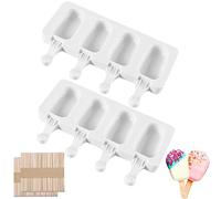 2 stampi per ghiaccio in silicone, stampo per gelato, per alimenti, gelato, frutta, dessert, stampo per cioccolato con 100 bastoncini di legno