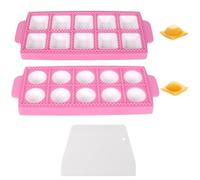 2 Stampi per Gnocchi, Spatola Bianca, Ravioli Rosa, 10 Griglie, Forma Quadrata e Rotonda, Utensili da Cucina Fai da Te