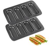2 stampi per panini con hot dog, in acciaio al carbonio, forati, antiaderenti, per panini croccanti, panini e molto altro ancora