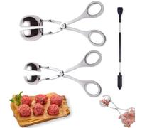 2 stampi per polpette e 1 cucchiaio in silicone scalabile, antiaderente, per polpette di carne, in acciaio inox