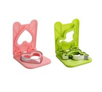 2 stampi per sandwich senza crosti, taglierine per sandwich e sigillanti, per toast a forma di cuore, stampi a forma di dinosauro per la colazione dei bambini (rosa, verde)