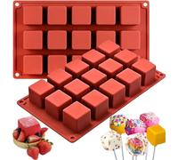 2 stampi quadrati in silicone per caramello, 15 cavità, stampi per cera, stampi da forno per torte, cubetti di ghiaccio, dessert, cioccolato tartufi per cioccolato, caramelle, torte, candele,