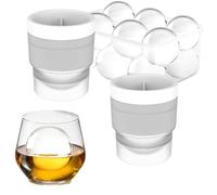 2 stampi rotondi per cubetti di ghiaccio, 6,3 cm, senza BPA, in silicone di alta qualità, facile da rilasciare, regalo per uomini e amanti del whisky (bianco)