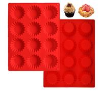 2 Stampo per Muffin da Forno,Stampo Crostata per Mini Crostate In Silicone | Riutilizzabile Stampo Muffin Antiaderente Stampi in Silicone per Cupcake, Brownie, Torte, Brownie, Mousse