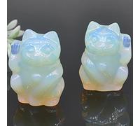2 "Statua del gatto Pietra di cristallo Opale naturale Figurine di animali Decorazione del lavoro d'ufficio Gatti fortunati Regali Attirare ricchezza 1pz Collezioni di casa ( Color : Opal , Size : A P
