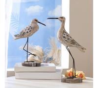 2 Statuette Di Gabbiani In Legno, Opera D'arte, Statuette Di Uccelli