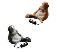 2 statuette di gattino ubriaco realistiche addormentate statue di colofonia Kittycat permanenti per esposizione auto libreria decorazione per raccoglitori di animali scultura sottile colofonia micio