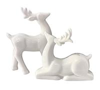 2 statuette di porcellana natalizie a forma di renna, formato mini, decorative, da collezione, per tavolo, vetrinetta, camino, casa