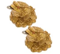2 statuette di rana denaro Feng Shui - Statuette cinesi di rospo a tre zampe -