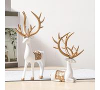 2 statuette moderne di renne, coppia di alci, scultura per la decorazione della
