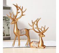 2 statuette moderne di renne, coppia di alci, scultura per la decorazione della