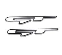2 stemmi GT in metallo cromato per cofano parafango bagagliaio logo corto SUV coupé adesivo 3D (argento)