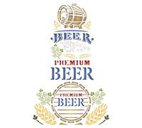 2 stencil a forma di birra, 2 pezzi, 20,3 x 35,5 cm (L), stencil per pittura a forma di cartello per pub bar barile di birra parole luppolo grano stencil per pittura