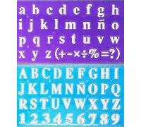 2 stencil con lettere dell'alfabeto e numeri, modelli per lettere maiuscole e minuscole, stencil riutilizzabili in plastica per realizzare segni, arti e mestieri, scrapbooking e diari, 22,9 x 13 cm