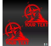 2 Sticker Adesivi BUSSOLA MONTAGNA OFF ROAD Auto Camper Pickup Jeep 4X4 Cofano