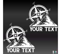2 Sticker Adesivi BUSSOLA MONTAGNA OFF ROAD Auto Camper Pickup Jeep 4X4 Cofano