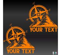 2 Sticker Adesivi BUSSOLA MONTAGNA OFF ROAD Auto Camper Pickup Jeep 4X4 Cofano