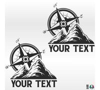 2 Sticker Adesivi BUSSOLA MONTAGNA OFF ROAD Auto Camper Pickup Jeep 4X4 Cofano
