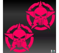 2 Sticker Adesivi PUNISHER STELLA MILITARE US ARMY TESCHIO Auto Camper Jeep 4X4