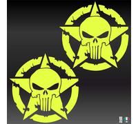 2 Sticker Adesivi PUNISHER STELLA MILITARE US ARMY TESCHIO Auto Camper Jeep 4X4