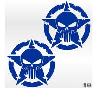 2 Sticker Adesivi PUNISHER STELLA MILITARE US ARMY TESCHIO Auto Camper Jeep 4X4