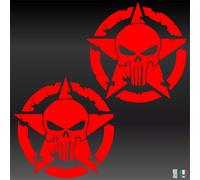 2 Sticker Adesivi PUNISHER STELLA MILITARE US ARMY TESCHIO Auto Camper Jeep 4X4