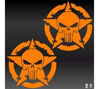 2 Sticker Adesivi PUNISHER STELLA MILITARE US ARMY TESCHIO Auto Camper Jeep 4X4