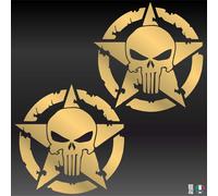 2 Sticker Adesivi PUNISHER STELLA MILITARE US ARMY TESCHIO Auto Camper Jeep 4X4