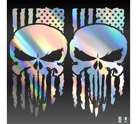 2 Sticker Adesivi TESCHIO PUNISHER BANDIERA AMERICA USA Auto Camper Pickup Jeep